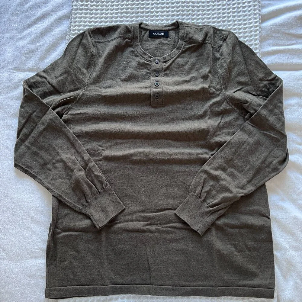 Men's Naadam Cotton Casmere Long Sleeve Henley - Picture 2 of 6
